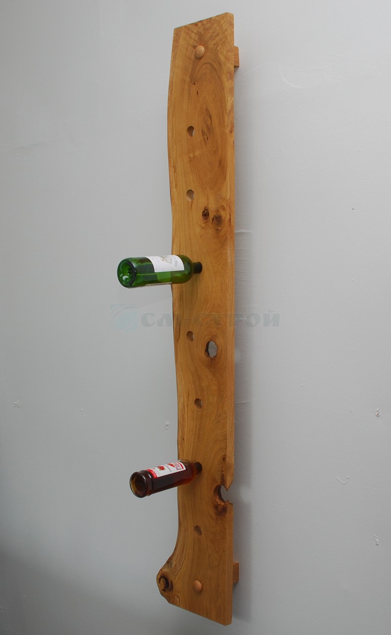 Бутылочница настенная из массива древесины в ЭКО стиле