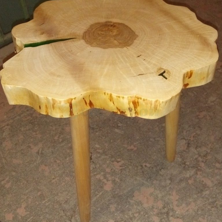 Табурет "Эко" большой (из пила дерева) с заливкой