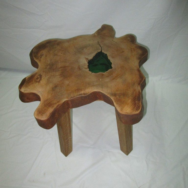 Табурет "Эко" большой (из пила дерева) с заливкой