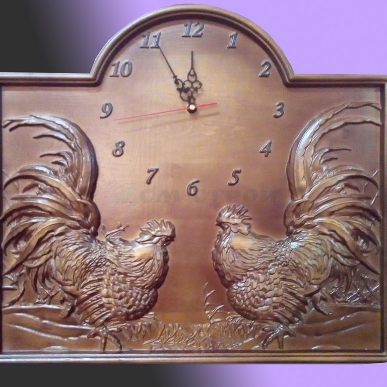 Часы резные настенные Петух